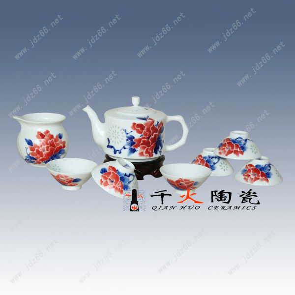 供應(yīng)哪里有茶具批發(fā) 功夫茶具批發(fā) 景德鎮(zhèn)手繪陶瓷茶具