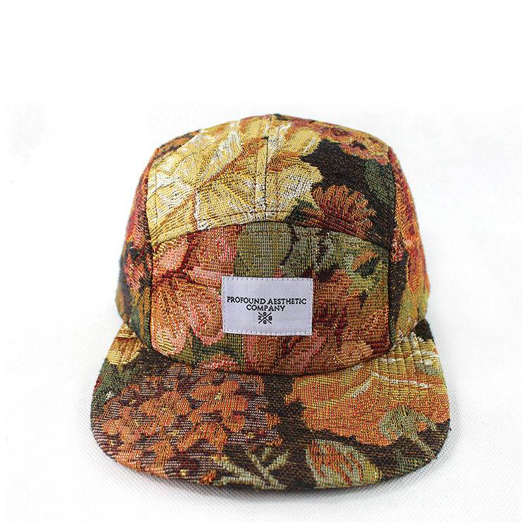 東莞帽廠來(lái)樣定制卡其色五頁(yè)瓜皮帽貼布繡花平沿帽韓版復(fù)古街舞帽