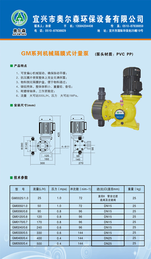 供應(yīng)機(jī)械隔膜計(jì)量泵GM0500