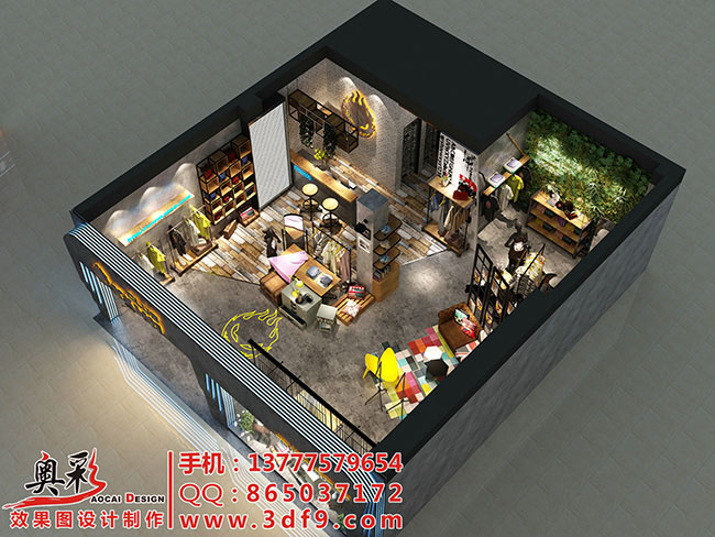 供應(yīng)用于3D效果圖的服裝專賣店設(shè)計(jì)選奧彩，*的展廳設(shè)計(jì)*，設(shè)計(jì)新穎，服裝店展廳設(shè)計(jì)