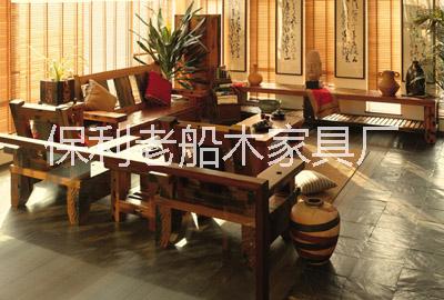 供應(yīng)老船木沙發(fā)組合整套實(shí)木沙發(fā)茶幾