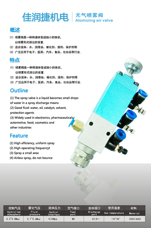 佳潤捷廠家供應(yīng)黃油霧噴霧閥