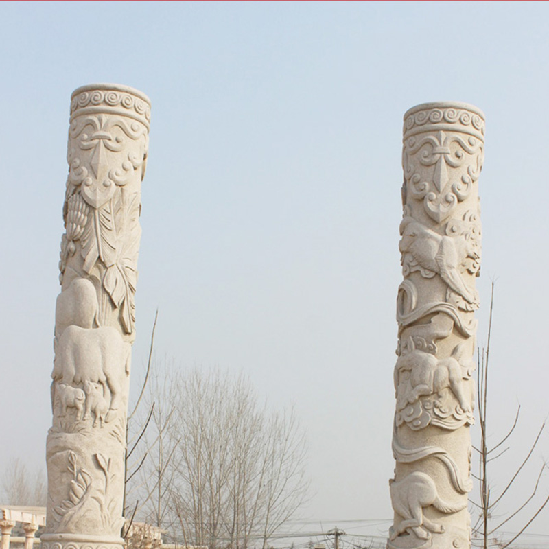 石龍柱雕刻廠家直賣價格、河北青石雕刻石龍柱定制