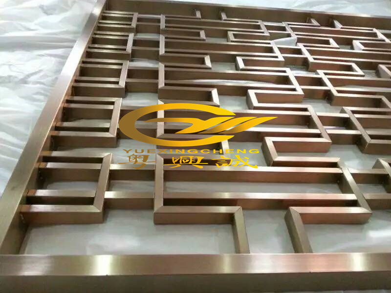 供應(yīng)中式紅古銅不銹鋼屏風(fēng)，玫瑰金酒店不銹鋼屏風(fēng)花格廠家