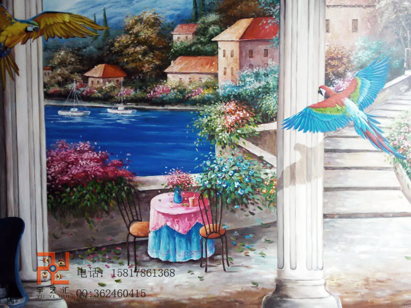 供應(yīng)廣州佛山酒窖咖啡廳壁畫3D手繪畫 廣州佛山壁畫手繪墻畫/墻體彩繪