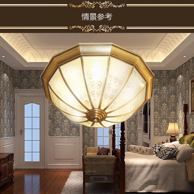 歐式全銅吸頂燈圓形臥室餐廳過道燈