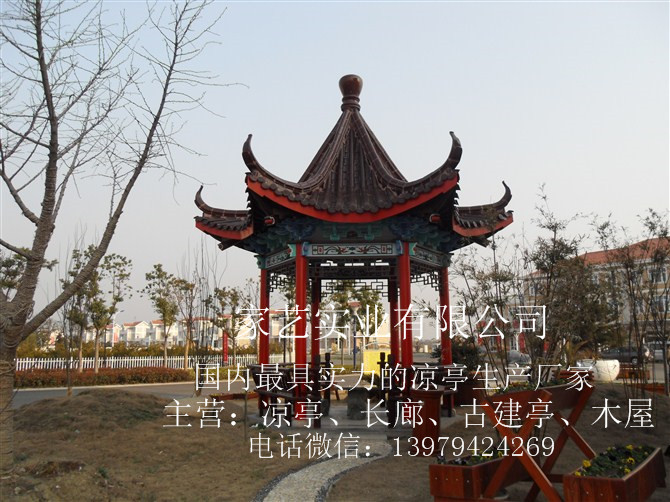 安徽徽派涼亭長廊純手工彩繪古建亭廊木結(jié)構(gòu)古建筑長廊涼亭安裝施工