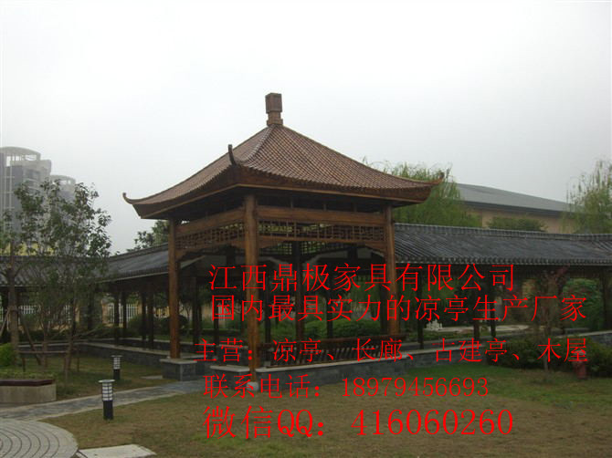 供應(yīng)景觀園林游廊/實(shí)木碳化防腐木走廊回廊/10米仿古景觀園林游廊  古建長廊圖紙