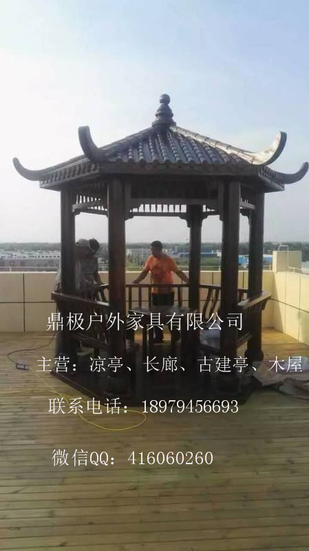 供應(yīng)江西涼亭/戶外休閑六角涼亭/ 實木炭化江西涼亭