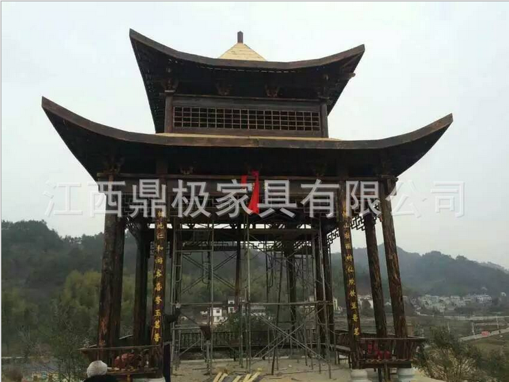 供應(yīng)古建材料/陜西雙層古建涼亭/陜西防腐木涼亭/四角古建亭 古建資料