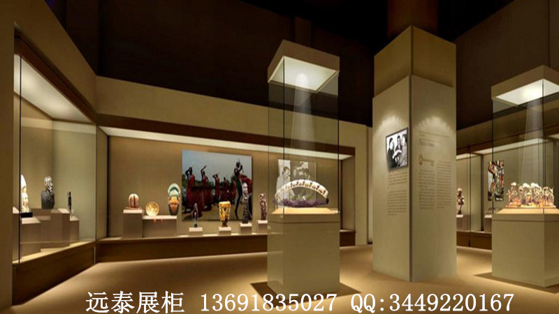 博物館獨(dú)立展示高柜、玻璃陶瓷收藏展示柜制作 文物展廳桌柜、陶瓷收藏展示柜制作