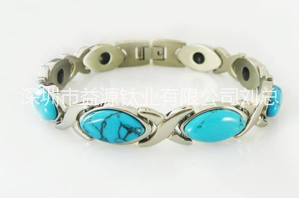 深圳廠家生產(chǎn)純鈦手鏈  抗疲勞鈦鍺手鏈 寶石鈦手鏈