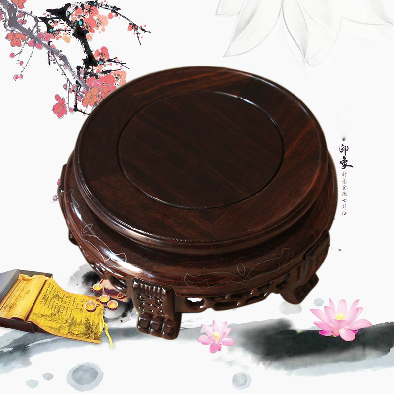 紅木黑枝木套二圓底座