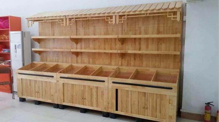 佛山定制超市木質(zhì)貨架 糧食架 五谷雜糧架米桶