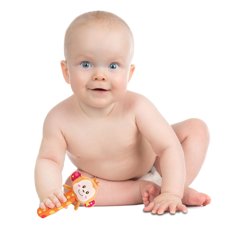 Happy Monkey 動物款嬰兒玩具搖鈴早教益智毛絨玩具 寶寶安撫手搖幫 - 動物手搖棒