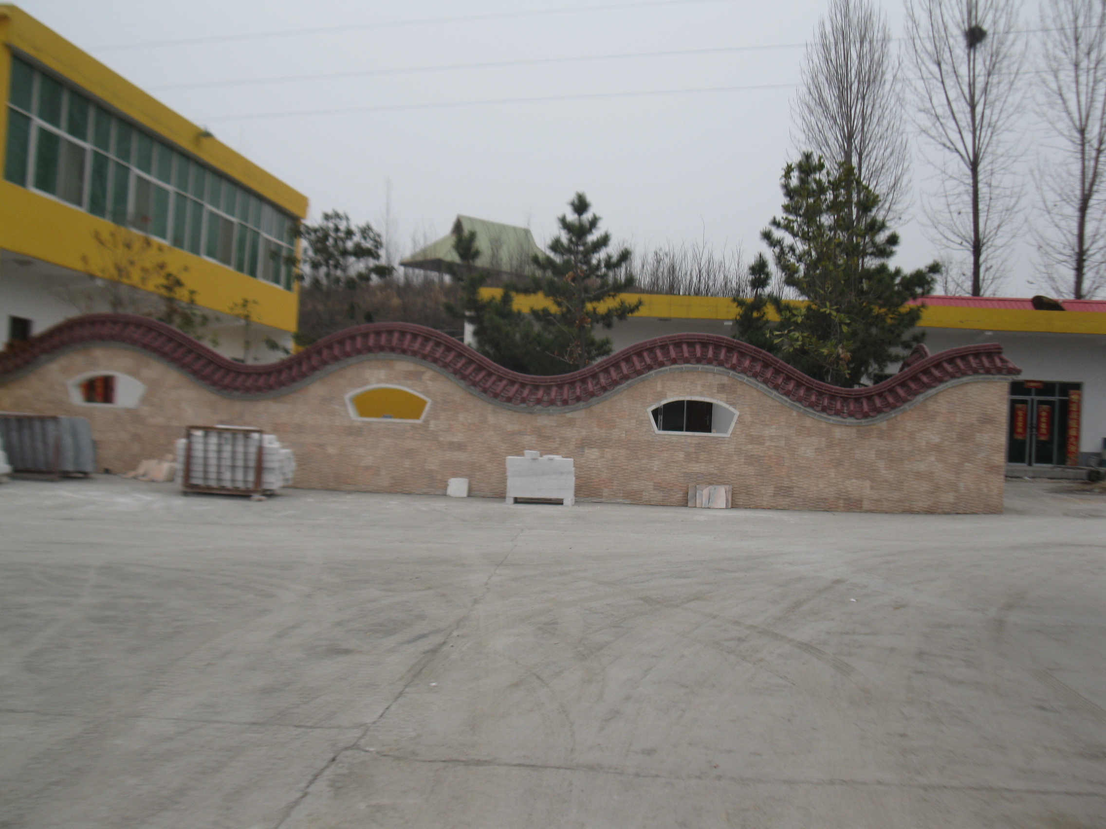 天然大理石圍墻蘑菇石施工