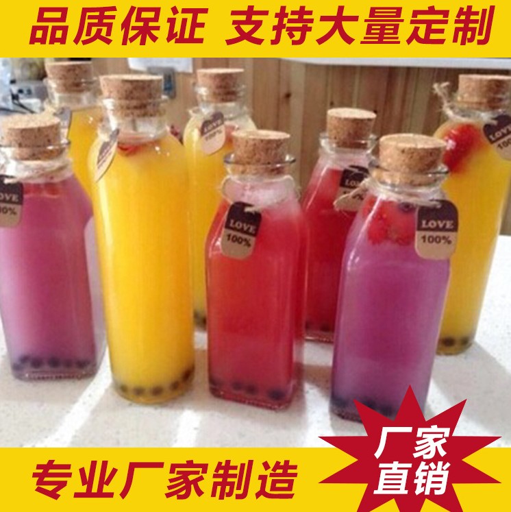 廠家批發(fā)玻璃木塞瓶花茶珍珠奶茶瓶創(chuàng)意飲料瓶冷泡茶玻璃瓶350ml