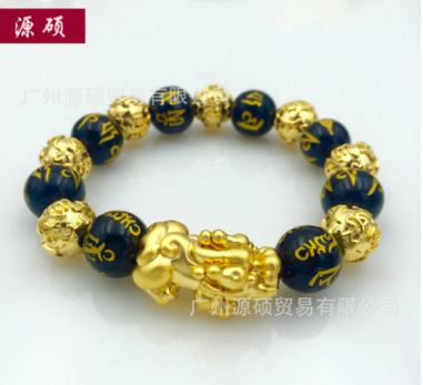 廠家直銷 厚金首飾越南沙金手鏈貔貅手串六字真言佛珠支持一件代發(fā)