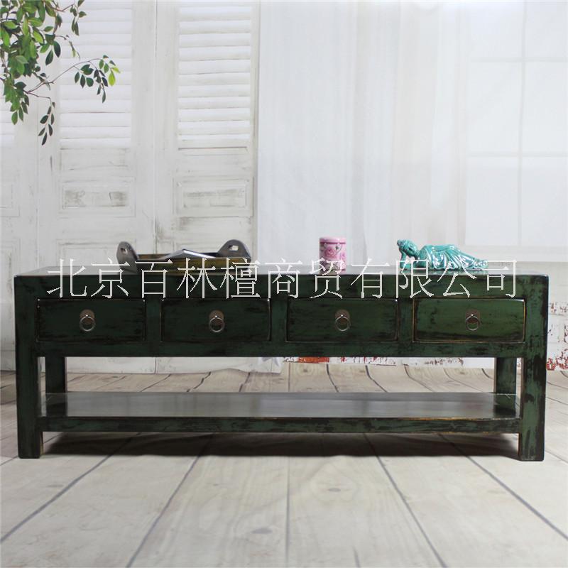 矮柜 復(fù)古做舊老松木地柜 現(xiàn)貨特價 實木雙層電視柜帶抽屜儲物柜子