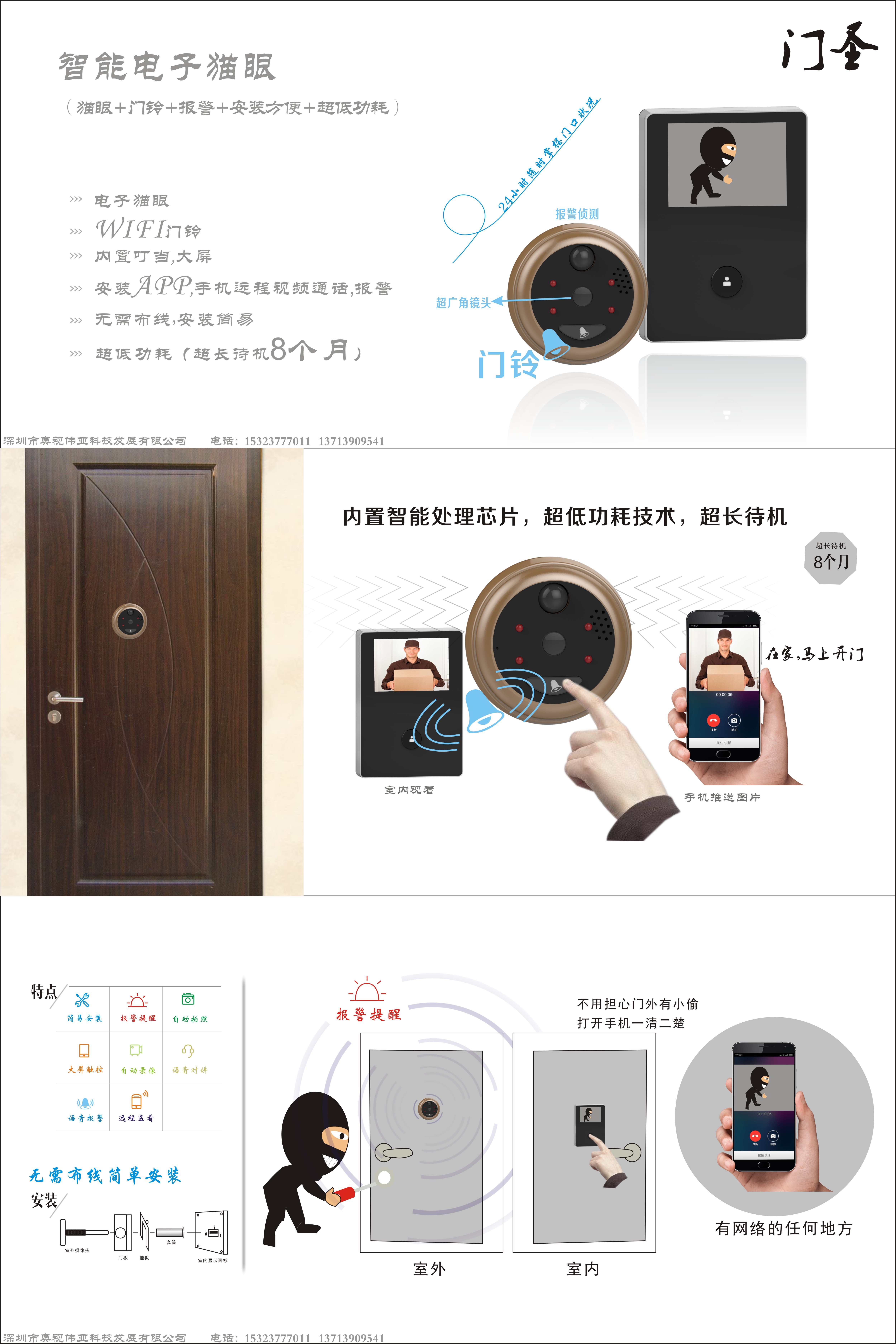 智能家居超低功耗WIFI智能貓眼