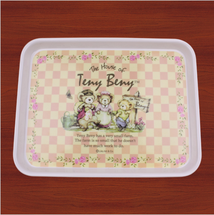 5元店銷圓角長方形貼花耐摔防滑密胺水果托盤時尚茶水杯置物托盤廠家批發(fā)