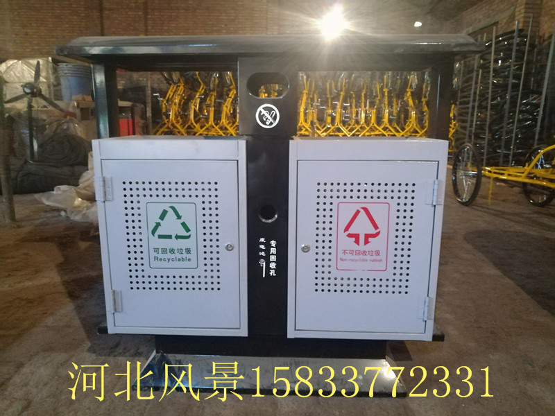 垃圾箱  垃圾桶 鐵質(zhì) 分類垃圾箱 河北 2008年奧運(yùn)桶 鍍鋅板1.0厚 戶外