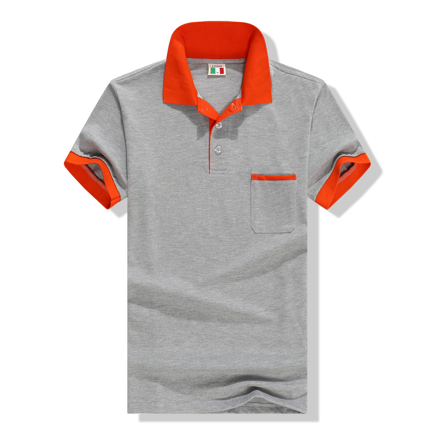 批發(fā)撞色POLO衫_短袖翻領(lǐng)POLO衫_繡logo印字POLO衫