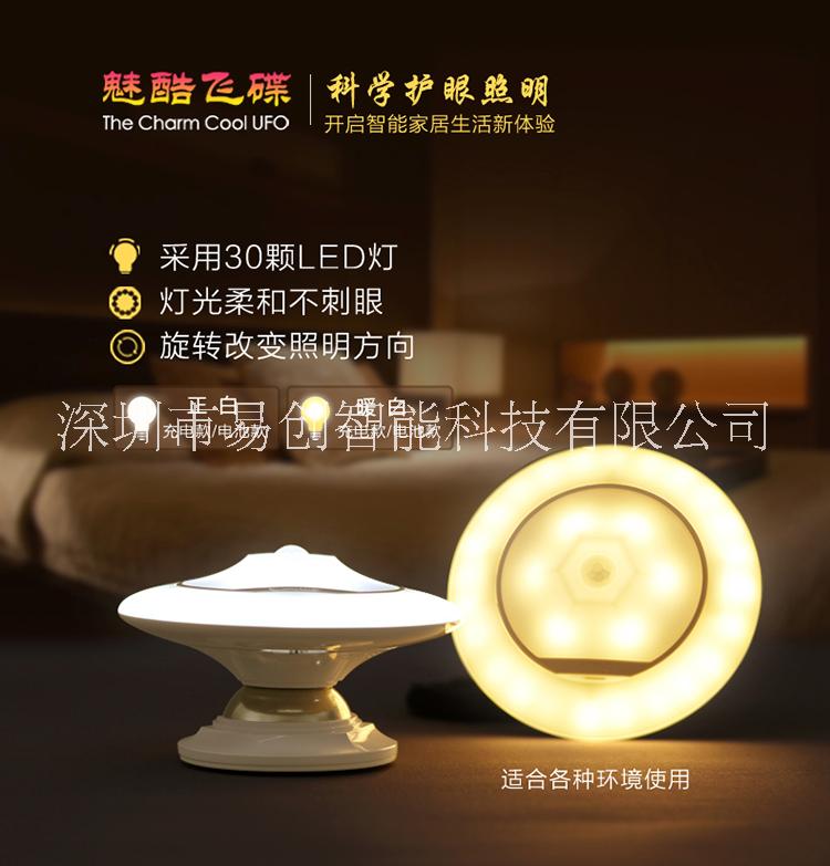 新款飛碟LED紅外線人體感應燈360度旋轉智能創(chuàng)意小夜燈樓道燈壁燈