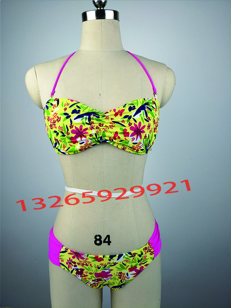 女士比基尼 歐美性感碎花掛胸溫泉沙灘比基尼 泳裝廠家直批