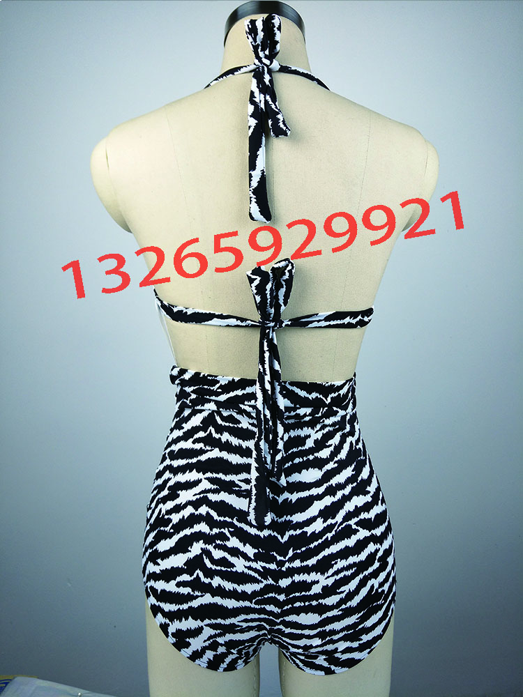 泳裝批發(fā) 歐美性感高腰豹紋掛脖系帶溫泉沙灘泳裝 泳裝廠家直批