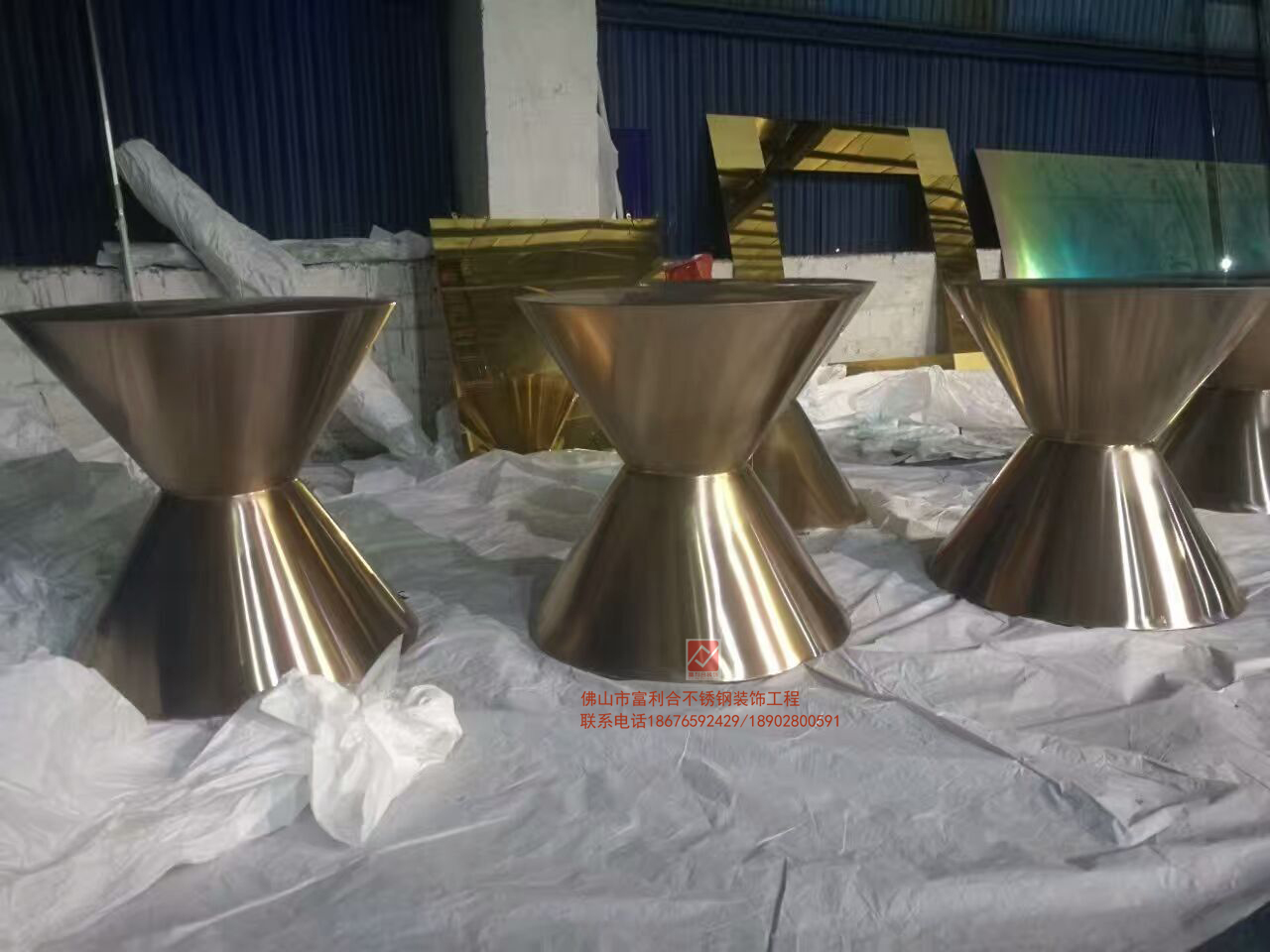 不銹鋼古銅茶幾 酒店茶幾定做