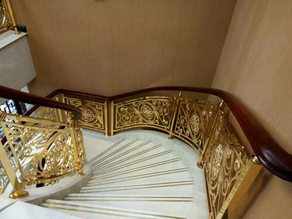 鍍金銅樓梯鋁樓梯護欄圍欄扶手上海銅樓梯