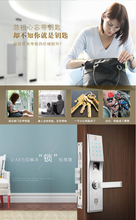 德爾紋指紋鎖、智能鎖、電子鎖