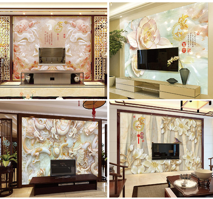 竹木纖維集成墻面板 仿大理石uv板材 3D電視背景墻裝飾面板