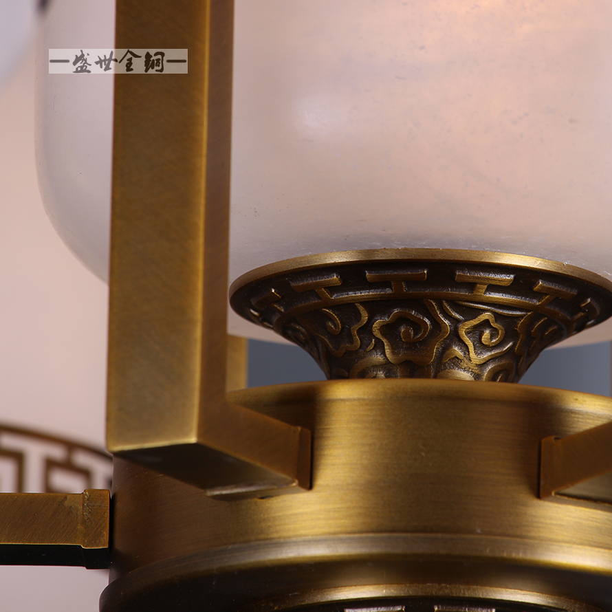 新中式銅燈全銅云石客廳臥室吊燈酒