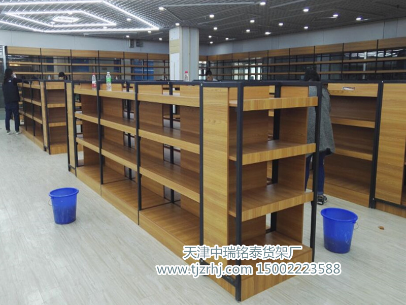 天津貨架廠大量供應(yīng)新款鋼木結(jié)合貨架連鎖便利店商超貨架進口食品貨架