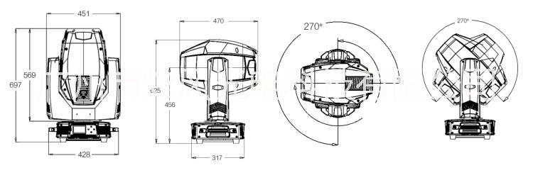 搖頭圖案光束三合一 大功率440W 炫風(fēng)光電