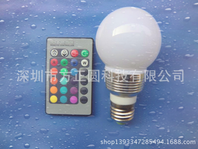 廠家直銷LED球泡 RGB 七彩，E27螺口 同步帶記憶燈泡 3W 5W