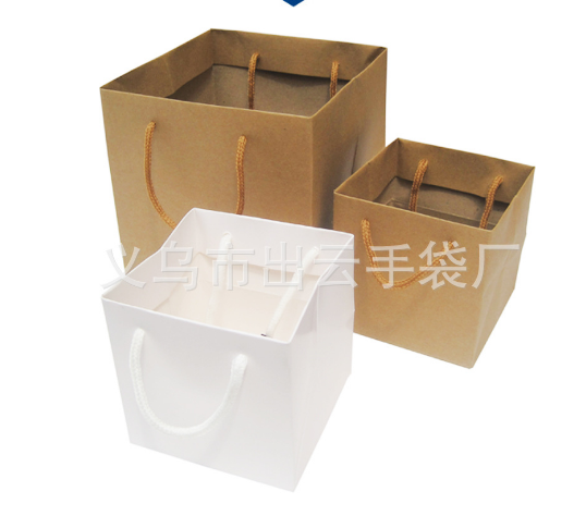 廠家直銷化妝品紙袋手提袋 空白牛皮紙飾品袋批發(fā) 方底紙袋定做