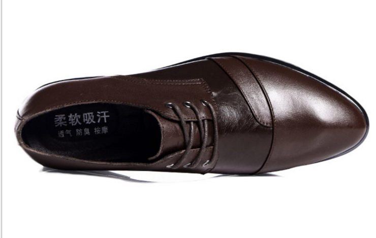 廠家直銷 新款春季男士商務(wù)皮鞋 真皮尖頭大碼皮鞋子 一件代發(fā)