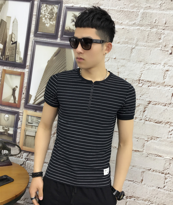 微信男裝代理 2017夏季新款條紋潮牌廠家直銷(xiāo)品質(zhì)款短袖t桖