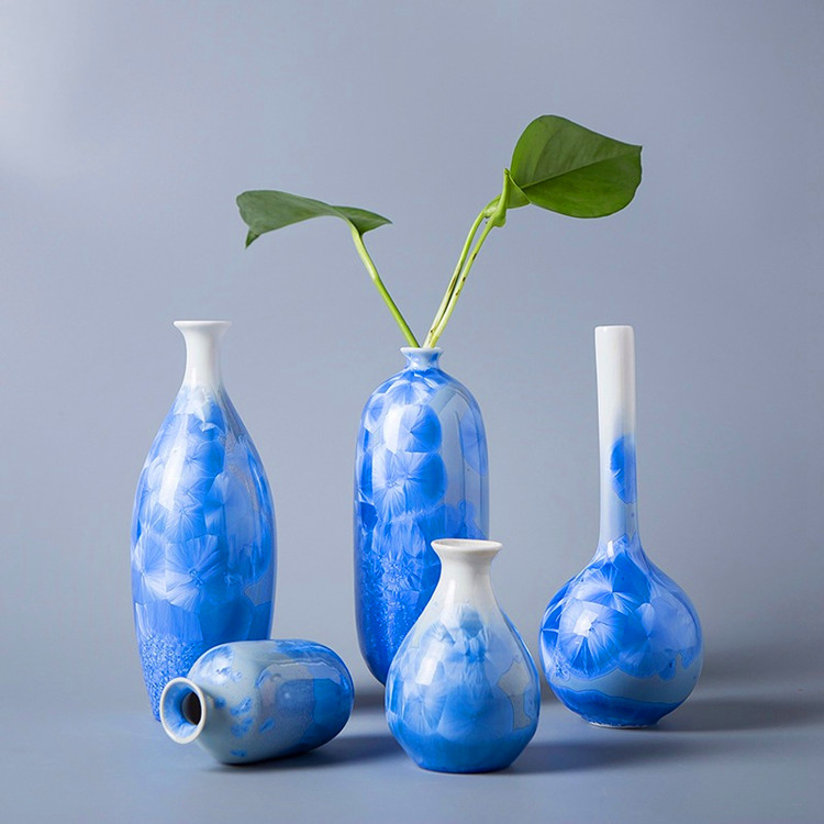 景德鎮(zhèn)結(jié)晶釉陶瓷花瓶水培干花花插現(xiàn)代簡約創(chuàng)意家居客廳臺(tái)面擺件  景德鎮(zhèn)結(jié)晶釉花瓶陶瓷花器