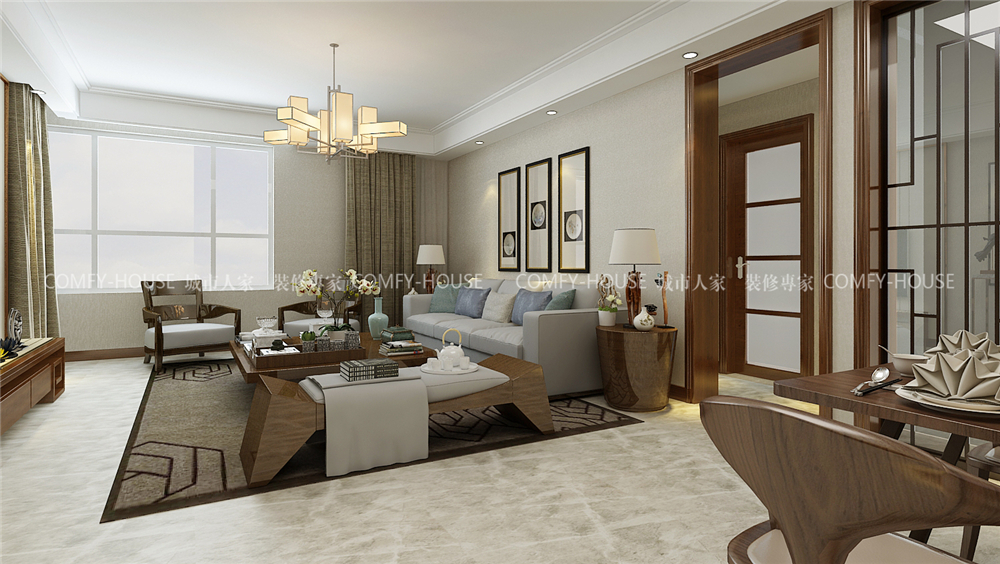 中建國(guó)熙臺(tái)160平新中式風(fēng)格裝修