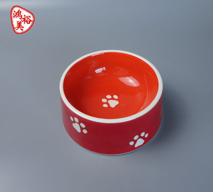 廠家直銷寵物用品環(huán)保陶瓷釉下彩貼花寵物碗輕質(zhì)瓷歐美風(fēng)格定制瓷