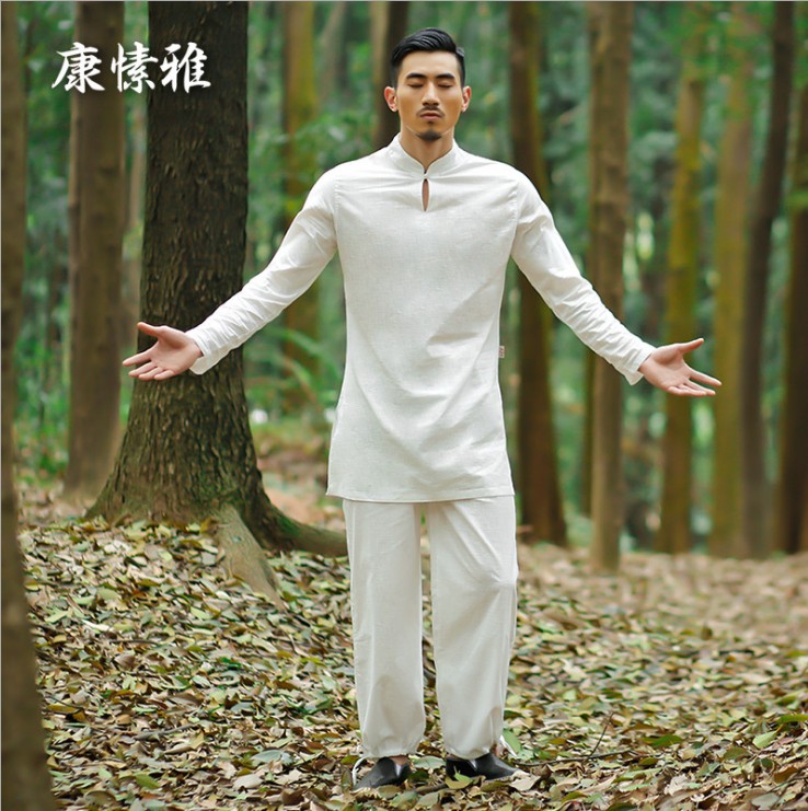 佛山瑜伽服廠家 供應(yīng)男士棉麻太極服套裝S1637