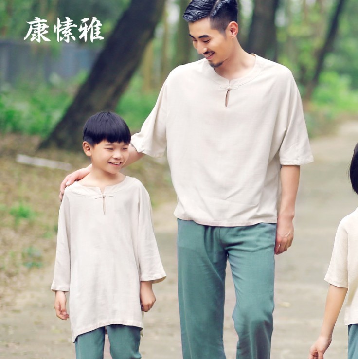 佛山瑜伽服廠家 供應(yīng)親子棉麻瑜伽服套裝禪修打坐衣服太極服套裝K1629