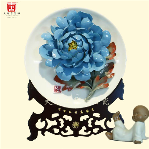 洛陽牡丹紀念品  牡丹瓷擺件 工藝品禮品