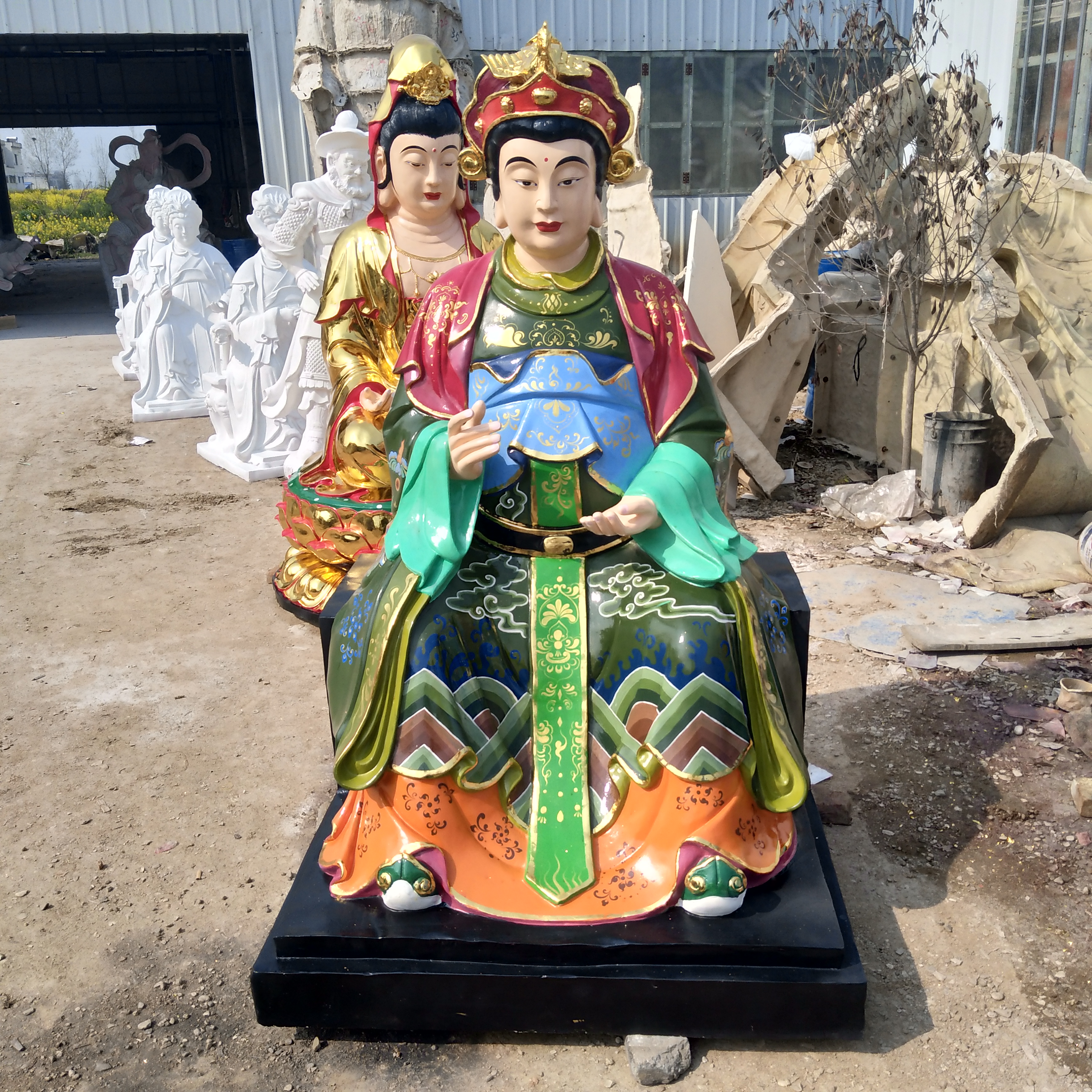 河南云峰佛像雕塑廠(chǎng)供應(yīng)訂做1.8米 后土娘娘，送子娘娘，三霄娘娘，送子觀音神像