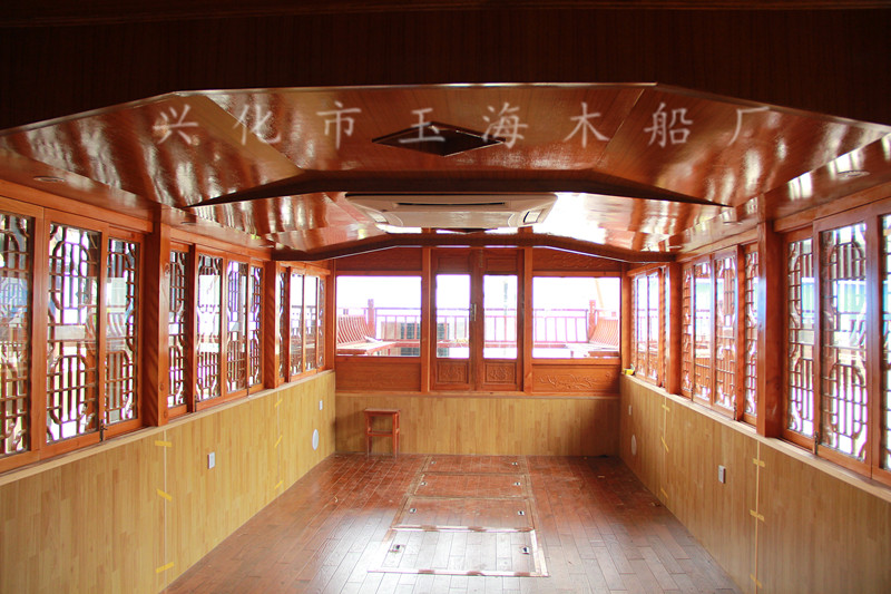 大型豪華畫舫船 YH-HF-012  紅身黃頂仿古餐飲船 旅游觀光船 景觀裝飾船