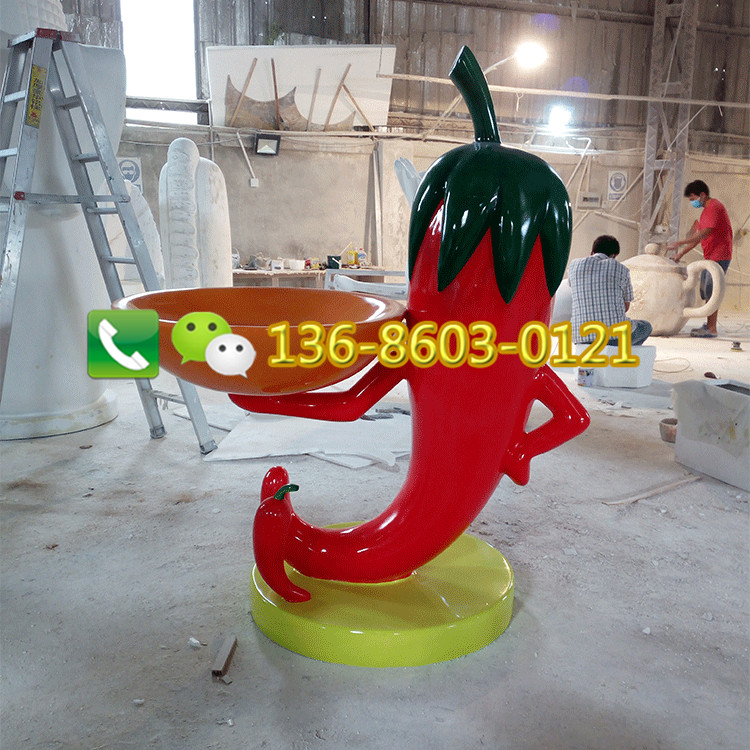 樹脂纖維卡通尖椒活動展覽道具雕塑擺件玻璃鋼卡通植物造型雕塑